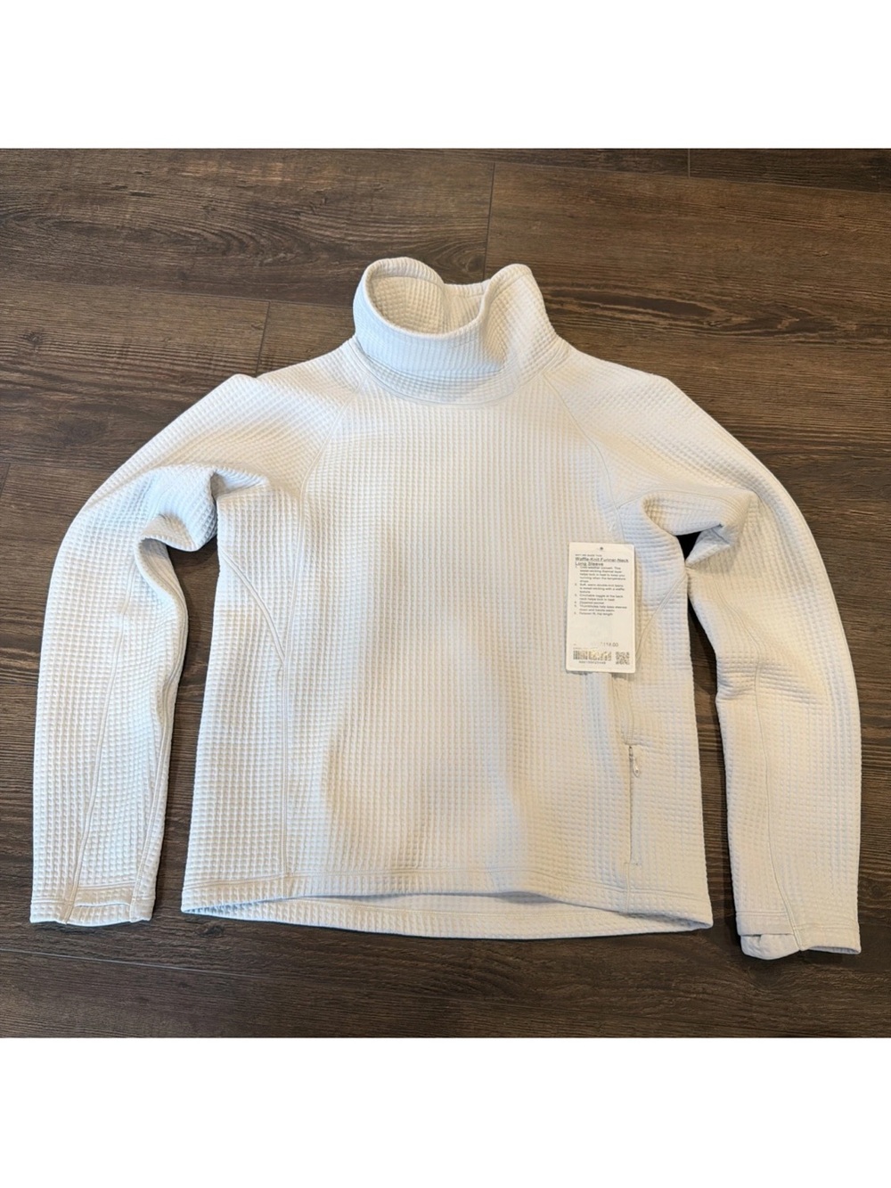Lululemon Waffle-Knit-Funnel-Neck Long-Sleeve Running Light Vapor White Size 2